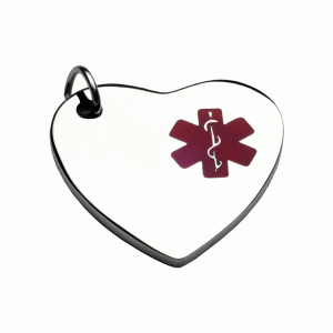 ID corazón en acero símbolo medico rojo  13*14mm