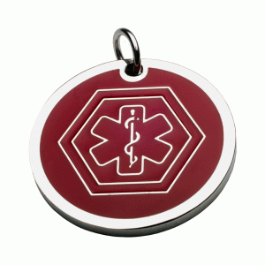 ID redondo símbolo medico en rojo 26*26mm