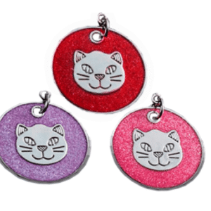 ID circular con cabeza de gato Varios colores 25 mm