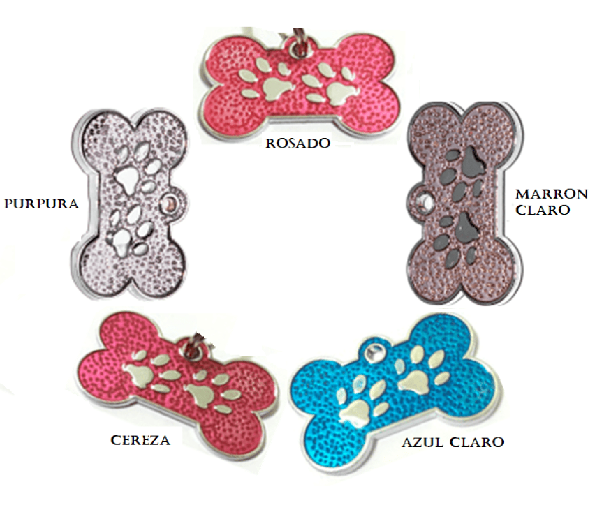 ID Huellitas Para Mascota Varios Colores 15*26 Mm
