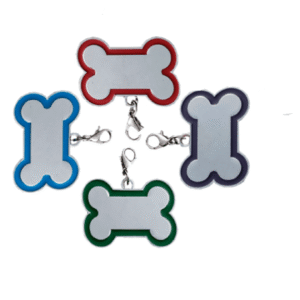 Id hueso para mascota color plateado con borde  en colores varios  y tamaños 32*22mm-45*30mm y 65*42mm