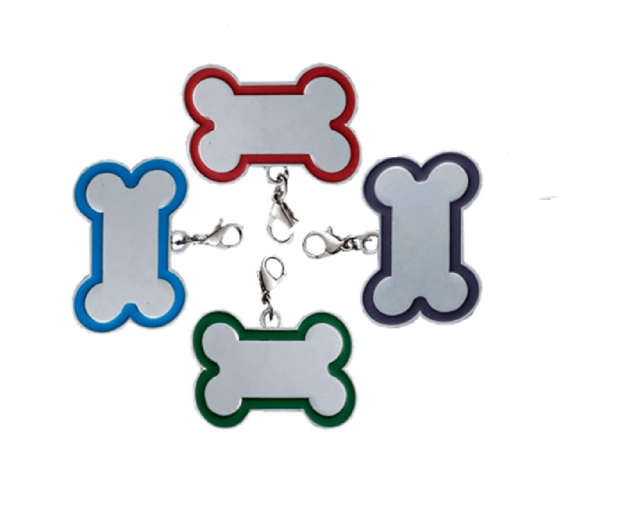 Id Hueso Para Mascota Color Plateado Con Borde  En Colores Varios  Y Tamaños 32*22mm-45*30mm Y 65*42mm