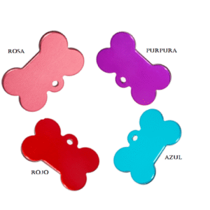 Id para mascota forma de Hueso en aluminio varios colores y tamaños 21*31mm - 22*40mm y 28*50mm