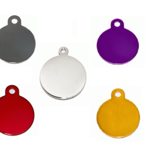 ID circular en aluminio plateado y otros colores 25*32 mm