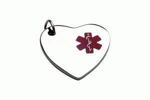 ID corazón en acero símbolo medico rojo 13*14mm
